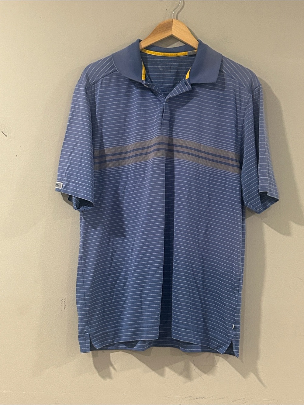 Callaway Blue Striped Polo with Navy Accents